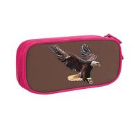 EdsfFehs Grande capacità e stampa aquila doppio strato cerniera astuccio portamatite, multi scomparto portatile, rosa, Taglia unica, Set di zaini per la scuola