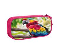 EdsfFehs Grande capacità fantastica piuma di pappagallo 1 stampa doppio strato cerniera astuccio portamatite, multi scomparto portatile, rosa, Taglia unica, Set di zaini per la scuola