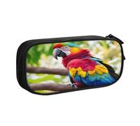 EdsfFehs Grande capacità fantastica piuma di pappagallo 1 stampa doppio strato cerniera astuccio portamatite, multi scomparto portatile, Nero , Taglia unica, Set di zaini per la scuola