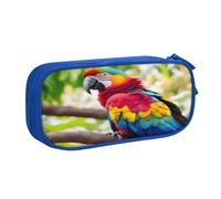 EdsfFehs Grande capacità fantastica piuma di pappagallo 1 stampa doppio strato cerniera astuccio portamatite, multi scomparto portatile, Blu, Taglia unica, Set di zaini per la scuola