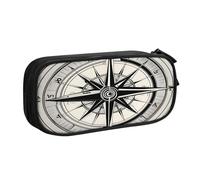 EdsfFehs Grande capacità Legge della Bussola Navigazione 1 Stampa Doppio Strato Zipper Pencil Case, Multi Scomparto Portatile, Nero , Taglia unica, Set di zaini per la scuola