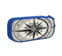EdsfFehs Grande capacità Legge della Bussola Navigazione 1 Stampa Doppio Strato Zipper Pencil Case, Multi Scomparto Portatile, Blu, Taglia unica, Set di zaini per la scuola