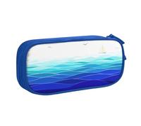EdsfFehs Grande capacità Ocean Waves barca a vela con uccelli stampa marittima doppio strato cerniera astuccio portamatite, multi scomparto portatile, Blu, Taglia unica, Set di zaini per la scuola
