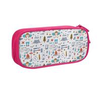 EdsfFehs Grande capacità The Nature Wildlands Activities Pattern stampa doppio strato cerniera matita caso, multi scomparto portatile, rosa, Taglia unica, Set di zaini per la scuola