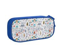 EdsfFehs Grande capacità The Nature Wildlands Activities Pattern stampa doppio strato cerniera matita caso, multi scomparto portatile, Blu, Taglia unica, Set di zaini per la scuola