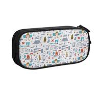 EdsfFehs Grande capacità The Nature Wildlands Activities Pattern stampa doppio strato cerniera matita caso, multi scomparto portatile, Nero , Taglia unica, Set di zaini per la scuola