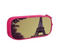 EdsfFehs Grande capacità Torre Eiffel Parigi stampa doppio strato Zipper Pencil Case, multi scomparto portatile, rosa, Taglia unica, Set di zaini per la scuola