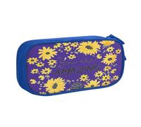 EdsfFehs Grande capacità Wild Daisy Flower stampa doppio strato Zipper Pencil Case, multi scomparto portatile, Blu, Taglia unica, Set di zaini per la scuola