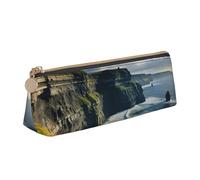 EdsfFehs Ireland Outdoors - Astuccio in pelle con stampa Clare The Cliffs, borsa per cancelleria triangolare, semplice e alla moda