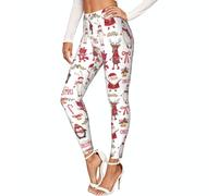 EdsfFehs Leggings elasticizzati da donna con stampa di Babbo Natale, non trasparenti per allenamento, Nero , XXL