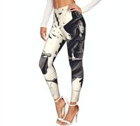 EdsfFehs Leggings elasticizzati da donna con stampa di Halloween Witch Flying 1, non vedono attraverso l'allenamento, Nero , M
