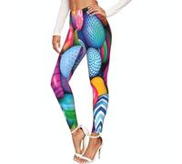 EdsfFehs Leggings elasticizzati da donna con stampa di uova di Pasqua, non trasparenti, Nero , M
