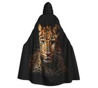 EdsfFehs Mantello con cappuccio adulto della stampa del leopardo per il | Mantello di Halloween a lunghezza intera con cappuccio oversize, tessuto morbido adatto alla maggior parte degli adulti per