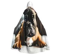 EdsfFehs Mantello con cappuccio per adulti con stampa bulldog francese per | Mantello di Halloween a lunghezza intera con cappuccio oversize, tessuto morbido adatto alla maggior parte degli adulti per