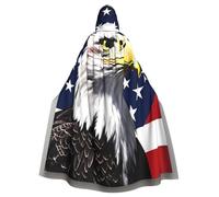 EdsfFehs Mantello con cappuccio unisex per adulti, con bandiera dell'aquila calva, mantello intero, accessorio per costumi di carnevale e cosplay