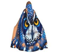 EdsfFehs Mantello con cappuccio, unisex, per adulti, con stampa a forma di gufo blu, per carnevale, cosplay, accessorio per costumi