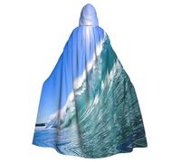 EdsfFehs Mantello con cappuccio unisex per adulti, con stampa ad onde dell'oceano, mantello intero, accessorio per costumi di carnevale e cosplay