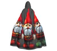 EdsfFehs Mantello unisex con cappuccio con stampa di gnomi di Natale, costume cosplay per feste, carnevale, eventi a tema