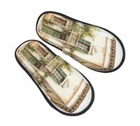 EdsfFehs Morbido edificio antico con ramo di ulivo romano e pantofole stampa greca, scarpe da casa casual calde e accoglienti per uomini e donne