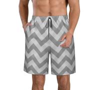 EdsfFehs Pantaloncini da spiaggia da uomo grigi con stampa a righe ondulate, elastico in vita con coulisse, leggeri, casual con tasche, bianco, XXL
