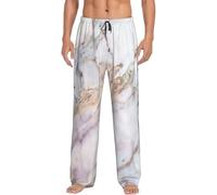 EdsfFehs Pantaloni bianchi rosa del pigiama della stampa del modello del salone degli uomini comodi con il cordone e le tasche, Nero , XXL