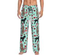 EdsfFehs Pantaloni comodi del pigiama della stampa dei cani del salone degli uomini con coulisse e tasche, Nero , XXL