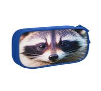 EdsfFehs Piccola cassa della matita della chiusura lampo di doppio strato della stampa del fronte del procione di grande capacità, multi scomparto portatile, Blu, Taglia unica, Set di zaini per la