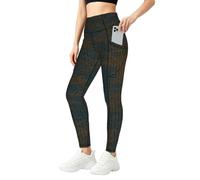 EdsfFehs Programmazione Codice 1 Stampa Pantaloni Yoga Della Signora con Tasche, Non Vedi Attraverso L'allenamento Elastico, Nero , 3XL