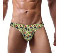 EdsfFehs Slip bikini da uomo con piuma di pappagallo, 1 stampa, morbido, elasticizzato, traspirante, Nero , L