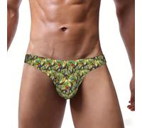 EdsfFehs Slip bikini da uomo con stampa di piume di pappagallo, morbido elasticizzato traspirante, Nero , S