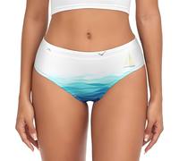 EdsfFehs Slip da donna con stampa marittima con barca a vela con uccelli oceanici, comodi, traspiranti, leggeri, sportivi e per tutti i giorni, Nero , S