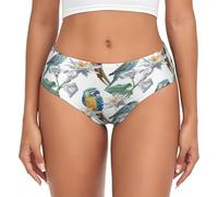 EdsfFehs Slip da donna con stampa pappagalli sui rami, comodi, traspiranti, leggeri, sportivi e per tutti i giorni, Nero , XL