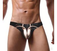 EdsfFehs Slip del bikini della stampa del marmo dell'oro di rosa nero degli uomini, morbido elastico traspirante, Nero , L