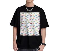 EdsfFehs T-shirt da uomo con coniglietti in diverse pose che saltano in esecuzione stampa girocollo manica corta cotone t-shirt hip hop casual abbigliamento quotidiano, Nero , S