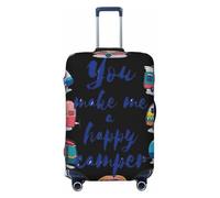 EdsfFehs You Make Me Happy, copertura per bagagli con stampa di camper, alla moda, lavabile, resistente ai graffi, Nero , S