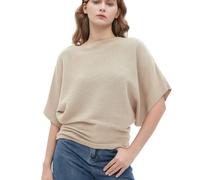 EDSTAR Donne Dolman Batwing Maniche Lavorato A Maglia Maglioni Inverno Collo A Barca Pullover Top, Manica corta-cachi, Taglia Unica