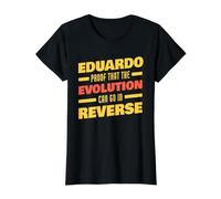 Eduardo Evolution può Andare in retromarcia dicendo Divertente Eduardo Maglietta con Stampa Grafica Economica, Donna, Nero, S