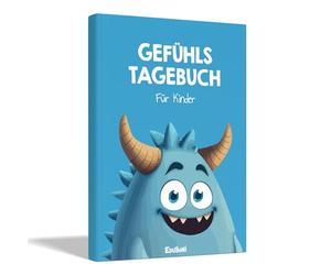 Edubini Diario per bambini [6-12 anni] - Diario per ragazze e ragazzi - Sentimenti libro per gestire le emozioni e sentirsi bene, diario di gratitudine per bambini (incl. 10 giochi) (blu)