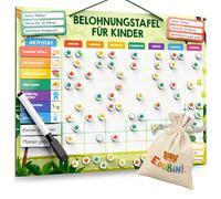 Edubini Lavagna ricompensa per bambini - [100 compiti + 350 magneti] - Sistema di ricompensa per la responsabilità - Family Plan, Montessori lavagna magnetica, agenda settimanale, Adhs strumenti - con