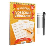 Edubini Quaderni magici per esercizi prescolari, a partire dai 5 anni, per ragazzi e ragazze - [HEFT + Penna] - Quaderno di scrittura riutilizzabile per la scuola materna - apprendimento