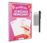 Edubini Quaderni magici per esercizi prescolari, a partire dai 5 anni, per ragazzi e ragazze - [HEFTE + Penna] - Quaderno riutilizzabile per imparare a disegnare