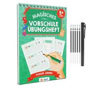 Edubini Quaderni magici per esercizi prescolari, a partire dai 5 anni, per ragazzi e ragazze - [HEFTE + Penna] - Quaderno riutilizzabile per imparare i numeri