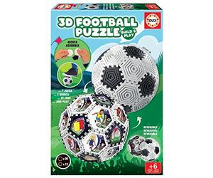 Educa - 3D Football Puzzle | 3D Puzzle Calcio Bambini | Puzzle 3D Pallone con 32 Pezzi e con cui Puoi Giocare | Puoi Creare Diverse Forme. Dai 6, 7, 8 Anni in su (19210)