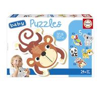 Educa - Baby puzzle Fauna selvatica | Set di 5 puzzle progressivi da 3 a 5 pezzi per imparare con diversi livelli di difficoltà. Raccomandato per 24 mesi (19952)