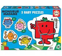 Educa - Baby puzzles Monsieur Madame | Set di 5 puzzle di bambini progressivi da 3 a 5 pezzi per imparare con diversi livelli di difficoltà. Composto da grande. Puzzle per bambini +24 mesi (19400)
