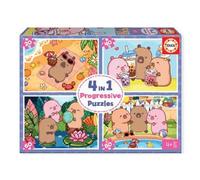 Educa - Multi 4 Capyfun | Set di 4 puzzle progressivi per bambini da 20 a 80 pezzi | Dai 3, 4, 5 anni (20486)