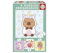 Educa - Capyfun | Set di 4 puzzle progressivi per bambini da 6 a 16 pezzi | Dimensioni: 16 x 16 cm | Consigliato per bambini di 3, 4 e 5 anni (20483)