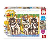 Educa - Dipingere con i numeri: gattini e cagnolini | Magic Art Number | Attività manuali per bambini | Consigliato per bambini e bambine dai 9, 10, 11 anni in su (20299)