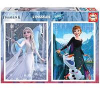 Educa - Disney Frozen II. 2 puzzles di 500 pezzi di Ana ed Elsa. Misura: 34 x 48 cm. Include la colla del fix puzzle. Da 11 anni (19016)