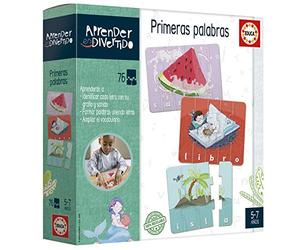 Educa - Imparo le prime parole | Imparare è divertente | Giocattolo educativo per bambini 5 anni. Forma Parole unendo le lettere. Contiene 76 pezzi che formano 16 tavole (18697)